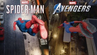 Spider-Man jumping from highest point in Marvel's Spider-Man & Marvel's Avengers