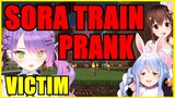【Hololive】Pekora: Sora Train Prank ft. Towa, Sora【Minecraft】【Eng Sub】