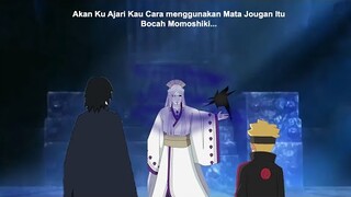 Boruto dan Sasuke bertemu Guru yang bisa melatih Jougan Boruto di sebuah dimensi Otsutsuki