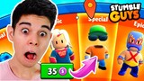 DESCOBRI BUGS TESTANDO AS SKINS DA VERSÃO SECRETA DOS YOUTUBERS NO STUMBLE GUYS!