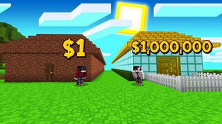ถ้าเกิด!? บ้านยาวคนจน $1 เหรียญ VS บ้านยาวคนรวย $1,000,000 เหรียญ - Minecraft พากย์ไทย