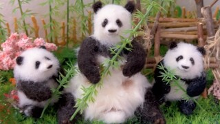 （简易版）羊毛毡定格动画之——熊猫成功和花和叶一家三口的温馨日常