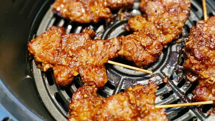 [Pork air fryer grill] สูตรหมูปิ้งหมักน้ำกะทิ  อบด้วยหม้อทอดไร้น้ำมัน สูตรหมักหมูนุ่ม อร่อย