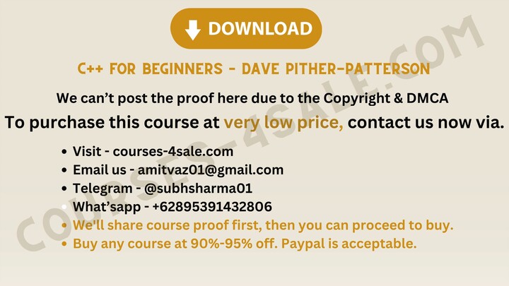 [Courses-4sale.com] C++ for Beginners – Dave Pither-Patterson