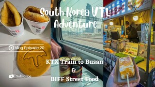 Korea Vlog - Buying KTX tickets, Seoul train to Busan on KTX, Lotteria, BIFF Square Street food