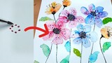 Beginners: How i paint EASY watercolor flowers from DOTS!