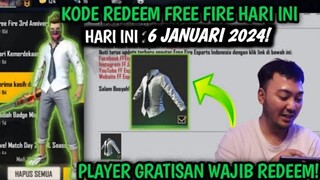 KODE REDEEM FREE FIRE TERBARU 6 JANUARI 2024 HARI INI | KODE REDEEM FF TERBARU 6 JANUARI 2024