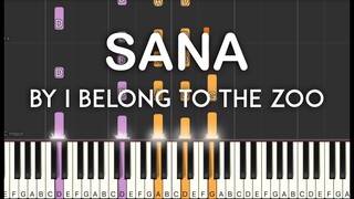 Sana by I Belong to the Zoo synthesia piano tutorial | with lyrics | free sheet music