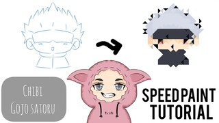 Tutorial menggambar chibi Gojo Satoru