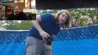 Behind the Scenes - Smashing Psycho Dad's Pool Stunt!!! Joe Bump's Reaction