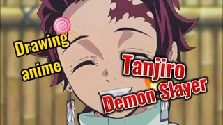 Drawing anime | belajar menggambar anime Tanjiro-Demon slayer