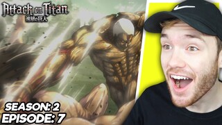 EREN VS REINER!! Attack on Titan Ep.7 (Season 2) REACTION