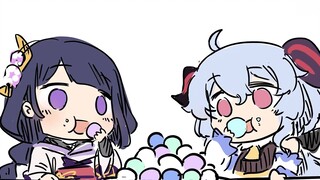 [Teyvat Kindergarten] Raiden and Ganyu are having snacks again, and the Traveler wants some too!