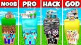 Minecraft: Toy Smallest House Build Challenge - Noob vs Pro vs Hacker vs God