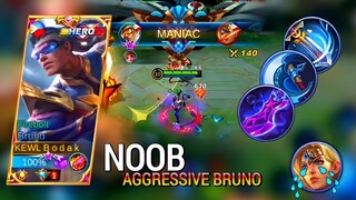 NOOB BRUNO AGGRESSIVE BUILD | BRUNO BEST BUILD AND EMBLEM MLBB - Master Bodak