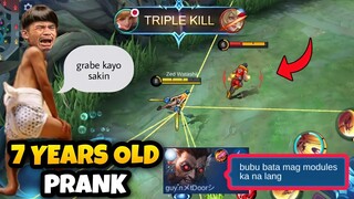 PRANK FANNY!! 7 YEAR OLD IGNORANT KID PRANK!! NAIYAK AKO! AUTO MANIAC??😱 (MLBB)