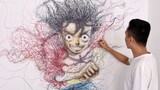 High energy warning! With the genius of using a marker pen, you can draw a 2-meter-sized picture of 