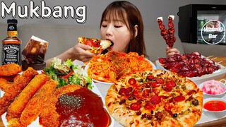 🍕냉장고털이먹방,냉털먹방🍝피자,투움바파스타,돈까스,새우튀김,꼬치구이 Ft.잭콕 😎 PIZZA KOREANFOOD MUKBANG ASMR EATINGSHOW REALSOUND 요리