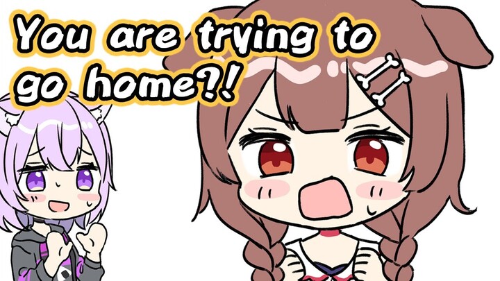 Korone doesn't want to let Okayu go home【Animated Hololive/Eng sub】【Inugami Korone/Nekomata Okayu】