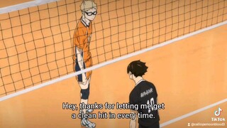 Tsukima vs. Suna, Tsukishima being straight forward again