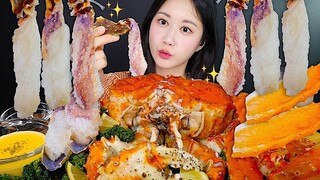 [ONHWA] 3,3kg rajungan + suara mengunyah rajungan mentah!👀✨ Sashimi rajungan🧡