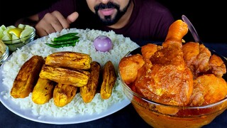 FULL BOWL SPICY CHICKEN CURRY, POINTED GOURD FRY, PAPAD, RICE ASMR MUKBANG | BIG BITE | #LiveToEATT