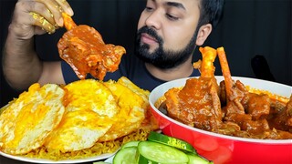 1KG SPICY MUTTON CURRY, FRIED EGGS, MUTTON LEG PIECE, SOYA PULAO, SALAD MUKBANG ASMR EATING SHOW ||