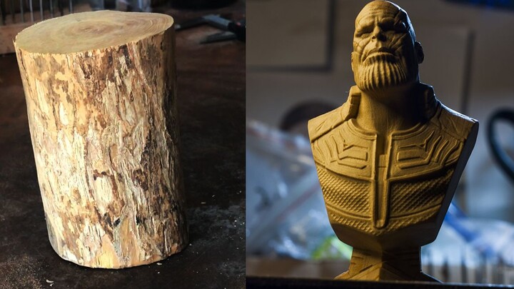 【Pahatan Kayu】Mengukir Thanos dengan kayu yang sudah disimpan lama.
