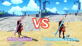 Genshin Impact - Kazuha Weapon Comparison Mistspilleter Reforged VS Freedom-Sword