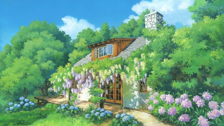 [Opaque watercolor] The original work "Spring Garden" wants to go here to bask in the sun and be in 