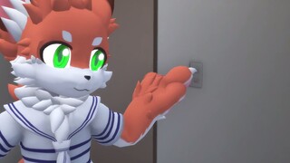 [Orc/MMD] The orange cat playing with the toilet switch is a doge