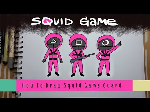 How to Draw squid game | วาดการ์ตูนจากเรื่องsquid game | Pink Guard