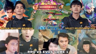 REAKSI 5 STREAMER INDO ! NATAN  SKYLAR NGAMUK & ARLOTT BRUSKO MONTAGE! RRQ VS EVOS MPL ID S13 GAME 1