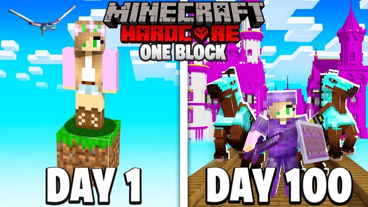 I Survived 100 Days on ONE BLOCK in Hardcore Minecraft...