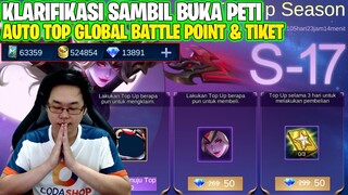 KLARIFIKASI SAMBIL BUKA RIBUAN PETI - DAPAT SETENGAH JUTA BATTLE POINT DAN TIKET! MOBILE LEGENDS