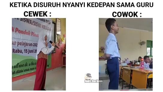 ketika di suruh nyanyi ke depan guru