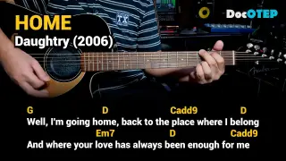 Home - Daughtry (Easy Guitar Chords Tutorial with Lyrics)