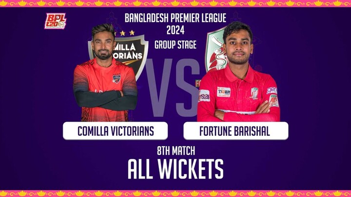 All Wickets | Comilla Victorians vs Fortune Barishal | 8th Match | Season 10 | BPL 2024