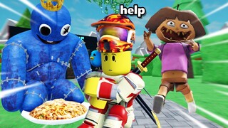 ROBLOX playing hungry pig related games... (rainbow friends + nora)