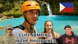 American father & sons REACTION to Canyoneering cliff Jumping in Philippines