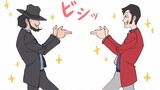 [Lupin yang digambar tangan] Dua orang yang keluar dari tongkat lumpur dengan elegan