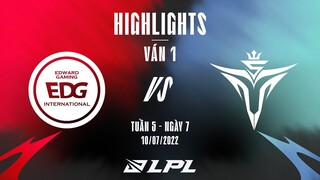 EDG vs V5 | Highlights - Game 1 | Tuần 5 Ngày 7 | LPL Mùa Hè 2022