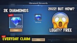 2K DIAMONDS REDEEM EVERYDAY! FREE DIAMONDS! LEGIT! CLAIM HOW?! | MOBILE LEGENDS 2022
