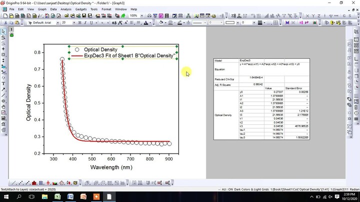 How to do Non-linear Fitting Function in the Data using exponential function via