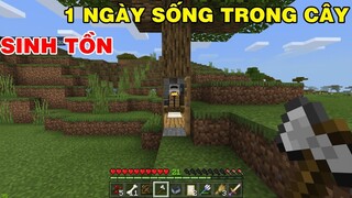 THỬ THÁCH SINH TỒN 1 Ngày Sống Trong Cái Cây với Hầm Bí Mật Trong Minecraft Pe