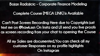 Bojan Radojicic course - Corporate Finance Modeling download