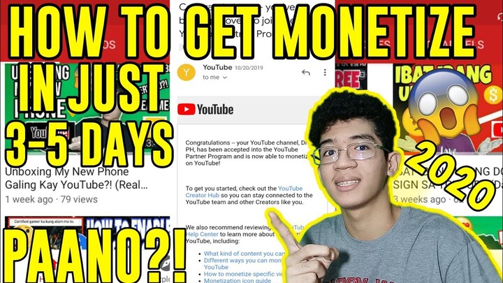 HOW TO GET YOUR CHANNEL MONETIZE IN JUST 3-5 (Small YouTubers Must Know This) Paano?