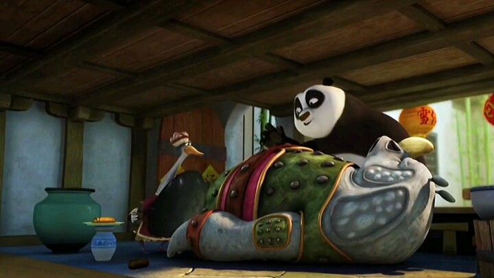 Po wants to teach people Kung Fu, and the onlookers say: His father is too strong, he can knock out 