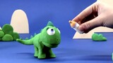 Baby dinosaur feeding Stop motion cartoon for children - BabyClay animals