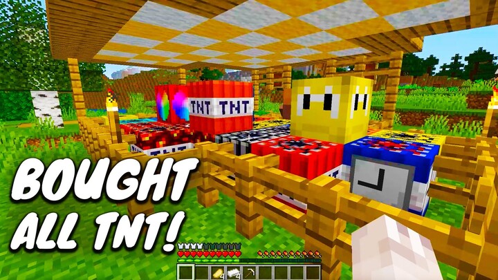What if YOU BUY ALL DIFFERENT TNT in Minecraft ? FIRE TNT VS VEG TNT VS HONNY TN
